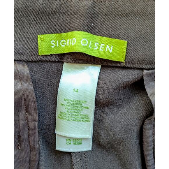 Sigrid Olsen Modernist Dress Pants Size 14 Brown Straight Leg Career Pockets - Picture 8 of 10